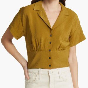 Madewell Drapey Banded Bottom Button-Up Top, NWT